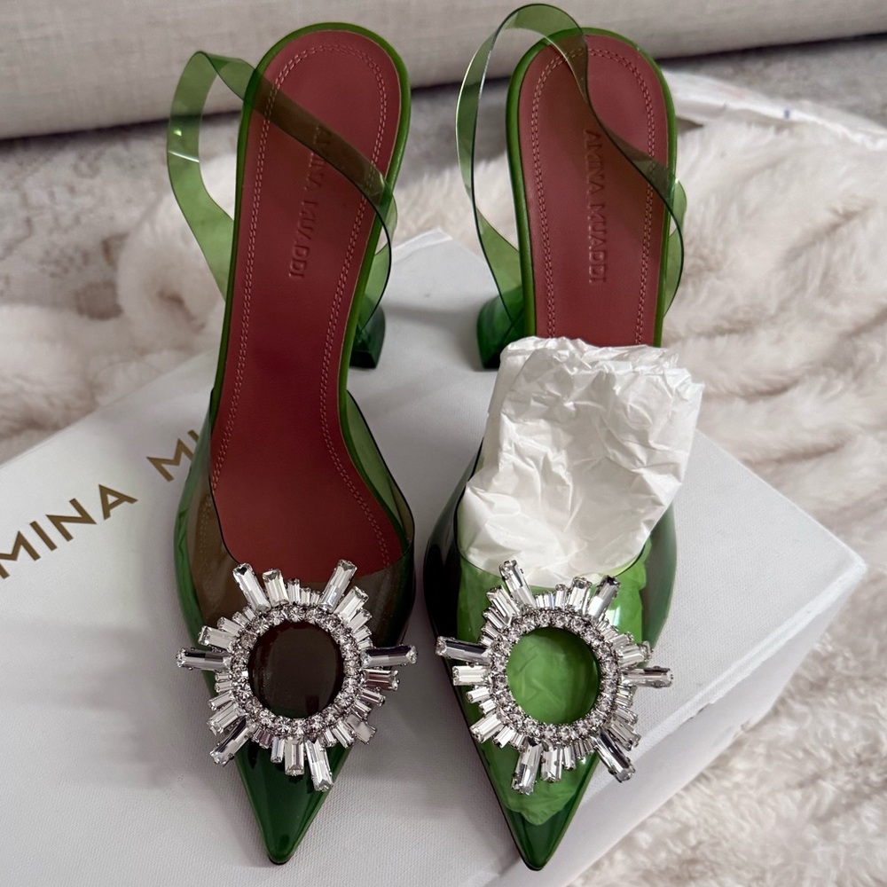 Amina Muaddi Emerald Green Begum PVC Pump
